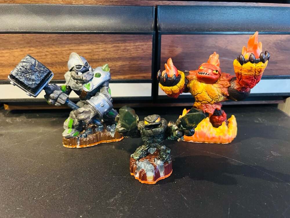 Lot of 3 Skylanders Giants Figures: Granite Crusher, Hot Head, and Prism Break